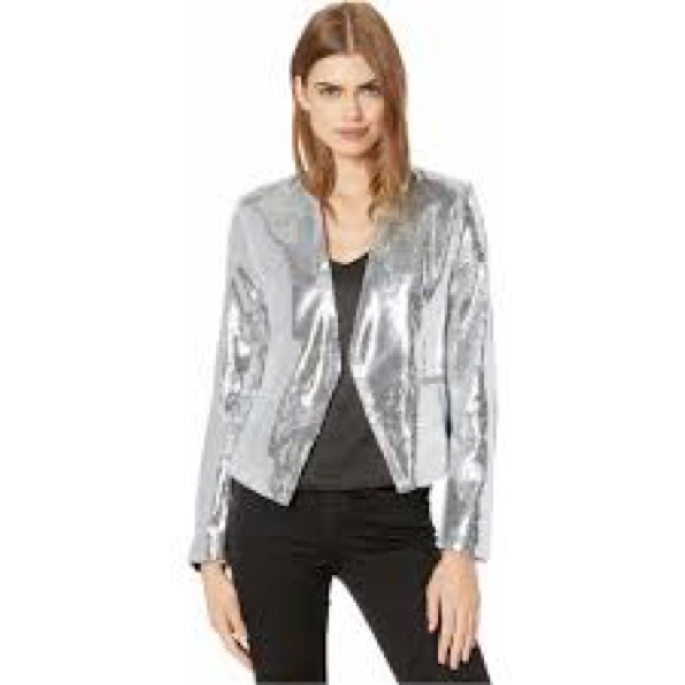 Blank NYC collarless blazer in astrology silver xs New without tags